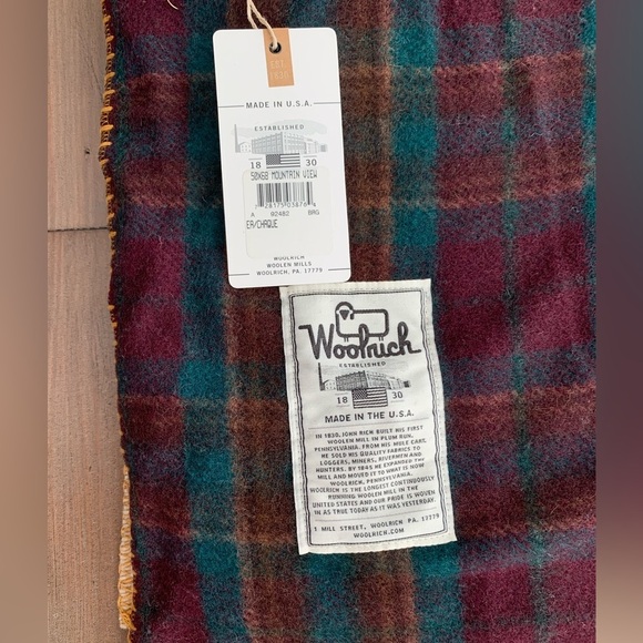 RARE Woolrich Sherpa Mountain View Wool Blanket Chaque NWT - Picture 2 of 5